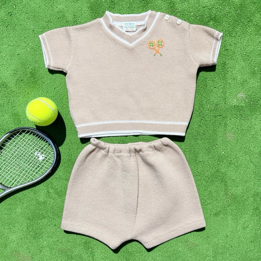 Soft Spun Vintage Infant Knit Top Shorts Set Baby 3-6 Months 6-9 Months 3M 6M 9M